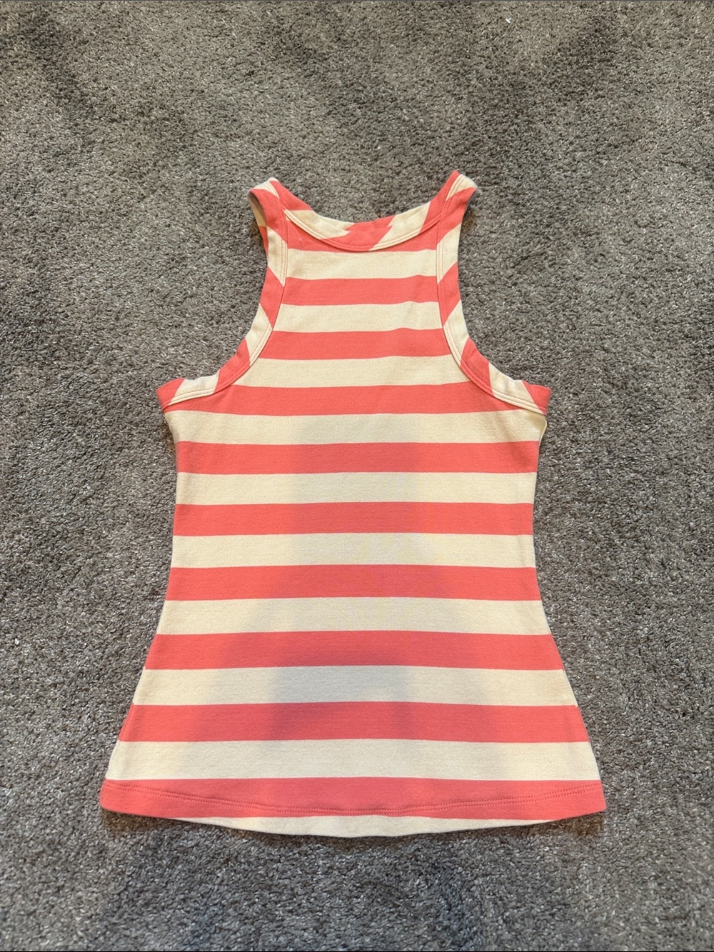 Anthropologie Coral and Cream Striped Racerback Tank